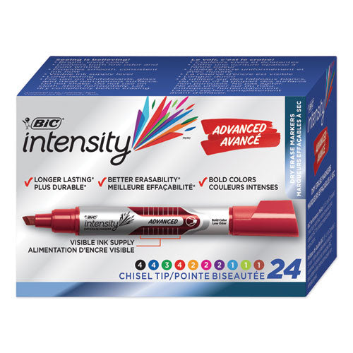 BIC® wholesale. BIC Intensity Tank-style Advanced Dry Erase Marker, Broad Bullet Tip, Assorted, 24-pack. HSD Wholesale: Janitorial Supplies, Breakroom Supplies, Office Supplies.