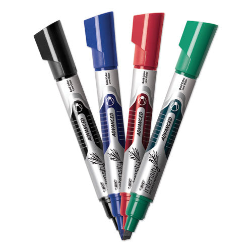 BIC® wholesale. BIC Intensity Tank-style Advanced Dry Erase Marker, Broad Bullet Tip, Assorted, 4-pack. HSD Wholesale: Janitorial Supplies, Breakroom Supplies, Office Supplies.