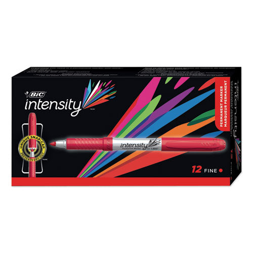 BIC® wholesale. BIC Intensity Permanent Marker, Fine Bullet Tip, Rambunctious Red, Dozen. HSD Wholesale: Janitorial Supplies, Breakroom Supplies, Office Supplies.