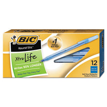 Load image into Gallery viewer, BIC® wholesale. BIC Round Stic Xtra Precision Stick Ballpoint Pen, 0.8 Mm, Blue Ink, Tran Blue Barrel, Dozen. HSD Wholesale: Janitorial Supplies, Breakroom Supplies, Office Supplies.