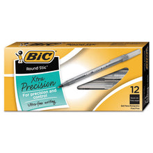 Load image into Gallery viewer, BIC® wholesale. BIC Round Stic Xtra Precision Stick Ballpoint Pen, 0.8 Mm, Black Ink, Smoke Barrel, Dozen. HSD Wholesale: Janitorial Supplies, Breakroom Supplies, Office Supplies.