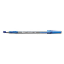 Load image into Gallery viewer, BIC® wholesale. BIC Round Stic Grip Xtra Comfort Stick Ballpoint Pen, 0.8mm, Blue Ink, Gray Barrel, Dozen. HSD Wholesale: Janitorial Supplies, Breakroom Supplies, Office Supplies.