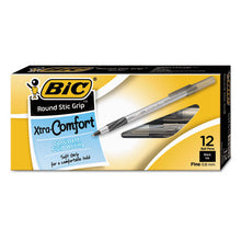 Load image into Gallery viewer, BIC® wholesale. BIC Round Stic Grip Xtra Comfort Stick Ballpoint Pen, 0.8mm, Black Ink, Gray Barrel, Dozen. HSD Wholesale: Janitorial Supplies, Breakroom Supplies, Office Supplies.