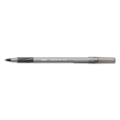 BIC® wholesale. BIC Round Stic Grip Xtra Comfort Stick Ballpoint Pen, 0.8mm, Black Ink, Gray Barrel, Dozen. HSD Wholesale: Janitorial Supplies, Breakroom Supplies, Office Supplies.