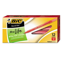 Load image into Gallery viewer, BIC® wholesale. BIC Round Stic Xtra Life Stick Ballpoint Pen, 1 Mm, Red Ink, Translucent Red Barrel, Dozen. HSD Wholesale: Janitorial Supplies, Breakroom Supplies, Office Supplies.