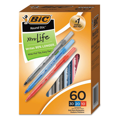 BIC® wholesale. BIC Round Stic Xtra Precision Stick Ballpoint Pen Value Pack, 1 Mm, Assorted Ink-barrel, 60-pack. HSD Wholesale: Janitorial Supplies, Breakroom Supplies, Office Supplies.