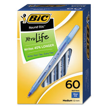 Load image into Gallery viewer, BIC® wholesale. BIC Round Stic Xtra Life Stick Ballpoint Pen Value Pack, 1 Mm, Blue Ink, Translucent Blue Barrel, 60-box. HSD Wholesale: Janitorial Supplies, Breakroom Supplies, Office Supplies.