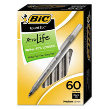 Load image into Gallery viewer, BIC® wholesale. BIC Round Stic Xtra Life Stick Ballpoint Pen Value Pack, 1 Mm, Black Ink, Smoke Barrel, 60-box. HSD Wholesale: Janitorial Supplies, Breakroom Supplies, Office Supplies.