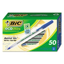 BIC® wholesale. BIC Ecolutions Round Stic Stick Ballpoint Pen Value Pack, 1mm, Blue Ink, Clear Barrel, 50-pack. HSD Wholesale: Janitorial Supplies, Breakroom Supplies, Office Supplies.