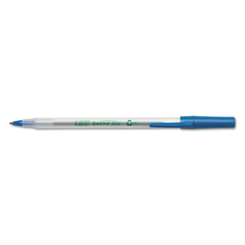BIC® wholesale. BIC Ecolutions Round Stic Stick Ballpoint Pen Value Pack, 1mm, Blue Ink, Clear Barrel, 50-pack. HSD Wholesale: Janitorial Supplies, Breakroom Supplies, Office Supplies.