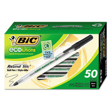 Load image into Gallery viewer, BIC® wholesale. BIC Ecolutions Round Stic Stick Ballpoint Pen Value Pack, 1mm, Black Ink, Clear Barrel, 50-pack. HSD Wholesale: Janitorial Supplies, Breakroom Supplies, Office Supplies.
