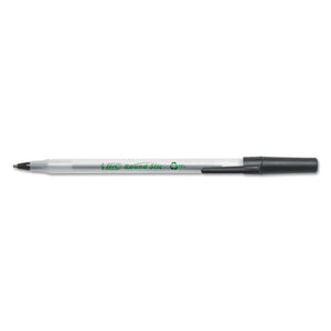 BIC® wholesale. BIC Ecolutions Round Stic Stick Ballpoint Pen Value Pack, 1mm, Black Ink, Clear Barrel, 50-pack. HSD Wholesale: Janitorial Supplies, Breakroom Supplies, Office Supplies.