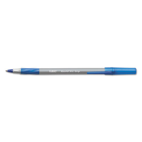 BIC® wholesale. BIC Round Stic Grip Xtra Comfort Stick Ballpoint Pen, 1.2mm, Blue Ink, Gray Barrel, Dozen. HSD Wholesale: Janitorial Supplies, Breakroom Supplies, Office Supplies.