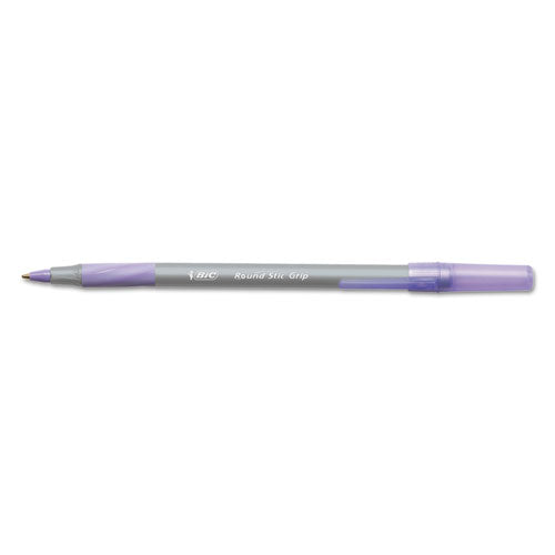 BIC® wholesale. BIC Round Stic Grip Xtra Comfort Stick Ballpoint Pen, 1.2mm, Purple Ink, Gray Barrel, Dozen. HSD Wholesale: Janitorial Supplies, Breakroom Supplies, Office Supplies.