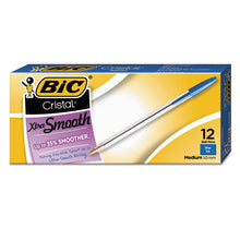 Load image into Gallery viewer, BIC® wholesale. BIC Cristal Xtra Smooth Stick Ballpoint Pen, 1mm, Blue Ink, Clear Barrel, Dozen. HSD Wholesale: Janitorial Supplies, Breakroom Supplies, Office Supplies.