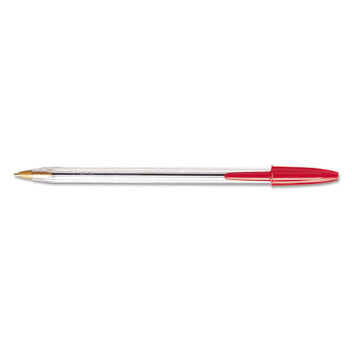 BIC® wholesale. BIC Cristal Xtra Smooth Stick Ballpoint Pen, 1mm, Red Ink, Clear Barrel, Dozen. HSD Wholesale: Janitorial Supplies, Breakroom Supplies, Office Supplies.