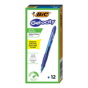 BIC® wholesale. BIC Gel-Ocity Retractable Gel Pen, 0.7 Mm, Blue Ink, Translucent Blue Barrel, Dozen. HSD Wholesale: Janitorial Supplies, Breakroom Supplies, Office Supplies.