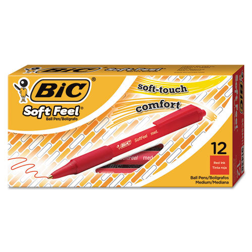 BIC® wholesale. BIC Soft Feel Retractable Ballpoint Pen, Medium 1mm, Red Ink-barrel, Dozen. HSD Wholesale: Janitorial Supplies, Breakroom Supplies, Office Supplies.