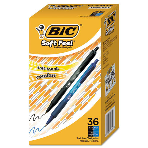 BIC® wholesale. BIC Soft Feel Retractable Ballpoint Pen Value Pack, 1mm, Assorted Ink-barrel, 36-pack. HSD Wholesale: Janitorial Supplies, Breakroom Supplies, Office Supplies.