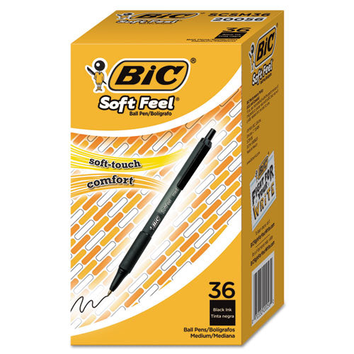 BIC® wholesale. BIC Soft Feel Retractable Ballpoint Pen Value Pack, Medium 1mm, Black Ink-barrel, 36-pack. HSD Wholesale: Janitorial Supplies, Breakroom Supplies, Office Supplies.