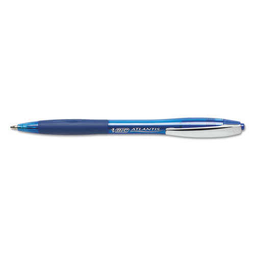 BIC® wholesale. BIC Atlantis Retractable Ballpoint Pen, Medium 1mm, Blue Ink-barrel, Dozen. HSD Wholesale: Janitorial Supplies, Breakroom Supplies, Office Supplies.