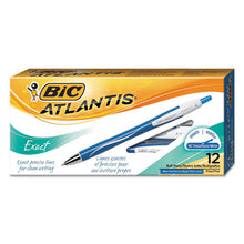 Load image into Gallery viewer, BIC® wholesale. BIC Atlantis Exact Retractable Ballpoint Pen, Fine 0.7 Mm, Blue Ink-barrel, Dozen. HSD Wholesale: Janitorial Supplies, Breakroom Supplies, Office Supplies.