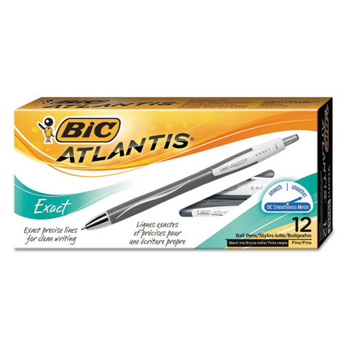 BIC® wholesale. BIC Atlantis Exact Retractable Ballpoint Pen, 0.7 Mm, Black Ink-barrel, Dozen. HSD Wholesale: Janitorial Supplies, Breakroom Supplies, Office Supplies.