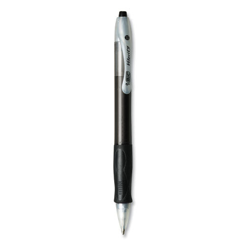 BIC® wholesale. BIC Velocity Retractable Ballpoint Pen, 1mm, Black Ink, Trans Black Barrel, Dozen. HSD Wholesale: Janitorial Supplies, Breakroom Supplies, Office Supplies.