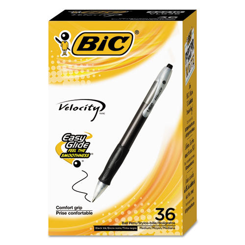 BIC® wholesale. BIC Velocity Retractable Ballpoint Pen Value Pack, Medium 1 Mm, Black Ink And Barrel, 36-pack. HSD Wholesale: Janitorial Supplies, Breakroom Supplies, Office Supplies.