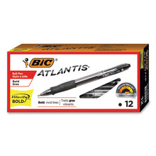 Load image into Gallery viewer, BIC® wholesale. BIC Velocity Atlantis Bold Retractable Ballpoint Pen, 1.6mm, Black Ink, Smoke Barrel, Dozen. HSD Wholesale: Janitorial Supplies, Breakroom Supplies, Office Supplies.