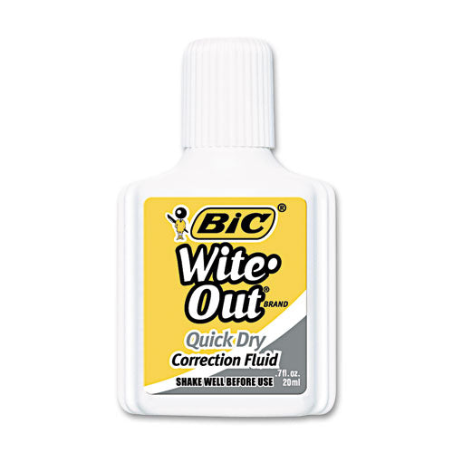 BIC® wholesale. BIC Wite-out Quick Dry Correction Fluid, 20 Ml Bottle, White, 1-dozen. HSD Wholesale: Janitorial Supplies, Breakroom Supplies, Office Supplies.