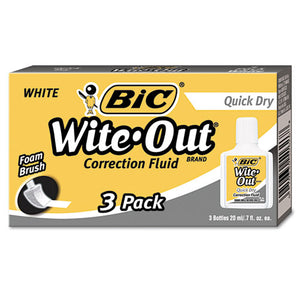 BIC® wholesale. BIC Wite-out Quick Dry Correction Fluid, 20 Ml Bottle, White, 3-pack. HSD Wholesale: Janitorial Supplies, Breakroom Supplies, Office Supplies.