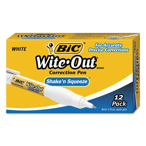 BIC® wholesale. BIC Wite-out Shake 'n Squeeze Correction Pen, 8 Ml, White. HSD Wholesale: Janitorial Supplies, Breakroom Supplies, Office Supplies.