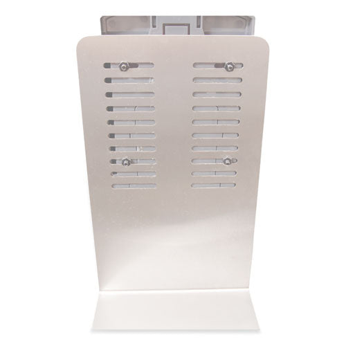BK Resources wholesale. Hand Sanitizer Stand With Hands Free Dispenser, 1,000 Ml, 12 X 16 X 51, Silver-white-black. HSD Wholesale: Janitorial Supplies, Breakroom Supplies, Office Supplies.