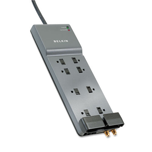 Belkin® wholesale. Home-office Surge Protector, 8 Outlets, 12 Ft Cord, 3390 Joules, Dark Gray. HSD Wholesale: Janitorial Supplies, Breakroom Supplies, Office Supplies.