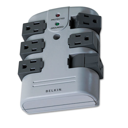Belkin® wholesale. Pivot Plug Surge Protector, 6 Outlets, 1080 Joules, Gray. HSD Wholesale: Janitorial Supplies, Breakroom Supplies, Office Supplies.