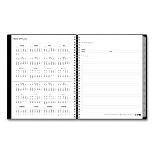 Enterprise Weekly-monthly Planner, Open Scheduling, 11 X 8.5, Black Cover, 2022