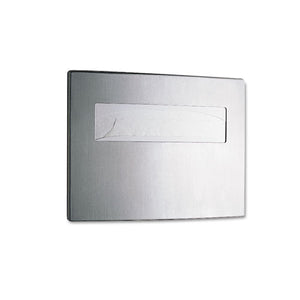 Bobrick wholesale. Stanless Steel Toilet Seat Cover Dispenser, Conturaseries, 15.75 X 2.25 X 11.25, Satin Finish. HSD Wholesale: Janitorial Supplies, Breakroom Supplies, Office Supplies.