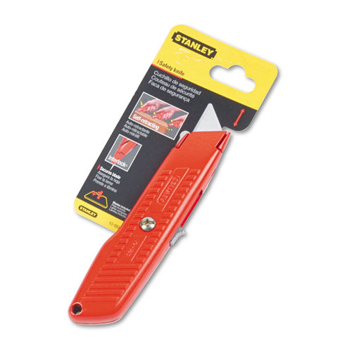 Stanley® wholesale. Stanley Interlock Safety Utility Knife W-self-retracting Round Point Blade, Red Orange. HSD Wholesale: Janitorial Supplies, Breakroom Supplies, Office Supplies.