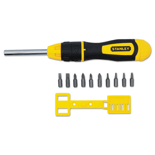 Stanley Tools® wholesale. Stanley 3 Inch Multi-bit Ratcheting Screwdriver, 10 Bits, Black-yellow. HSD Wholesale: Janitorial Supplies, Breakroom Supplies, Office Supplies.