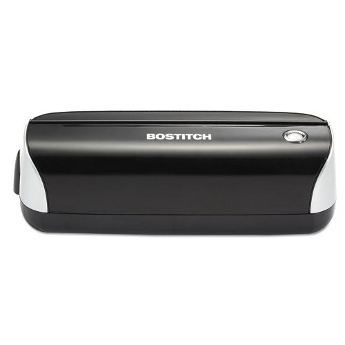 Bostitch® wholesale. 12-sheet Electric Three-hole Punch, Black. HSD Wholesale: Janitorial Supplies, Breakroom Supplies, Office Supplies.