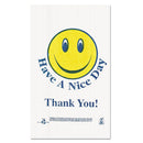 Barnes Paper Company wholesale. Smiley Face Shopping Bags, 12.5 Microns, 11.5" X 21", White, 900-carton. HSD Wholesale: Janitorial Supplies, Breakroom Supplies, Office Supplies.
