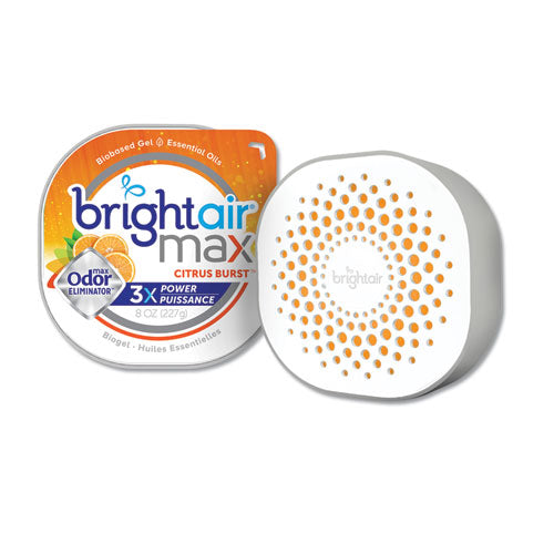 BRIGHT Air® wholesale. Max Odor Eliminator Air Freshener, Citrus Burst, 8 Oz. HSD Wholesale: Janitorial Supplies, Breakroom Supplies, Office Supplies.