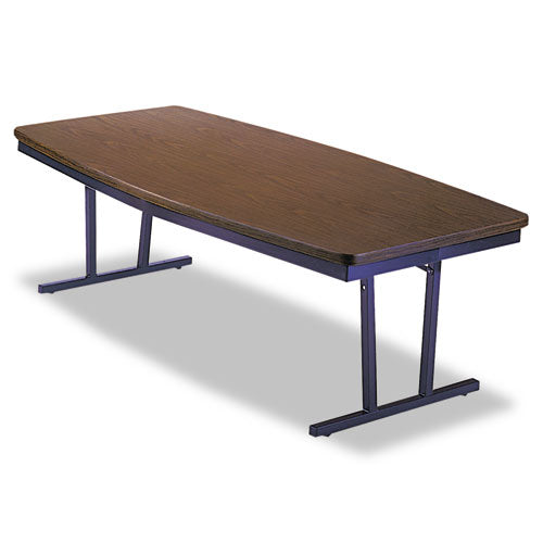 Barricks wholesale. Economy Conference Folding Table, Boat, 96w X 36d X 30h, Walnut-black. HSD Wholesale: Janitorial Supplies, Breakroom Supplies, Office Supplies.