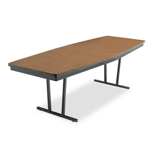 Barricks wholesale. Economy Conference Folding Table, Boat, 96w X 36d X 30h, Walnut-black. HSD Wholesale: Janitorial Supplies, Breakroom Supplies, Office Supplies.