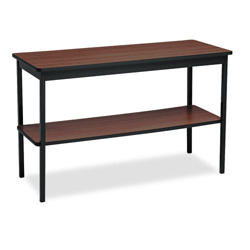 Barricks wholesale. Utility Table With Bottom Shelf, Rectangular, 48w X 18d X 30h, Walnut-black. HSD Wholesale: Janitorial Supplies, Breakroom Supplies, Office Supplies.