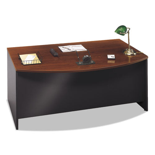 Bush® wholesale. Series C Collection Bow Front Desk, 71.13" X 36.13" X 29.88", Hansen Cherry-graphite Gray. HSD Wholesale: Janitorial Supplies, Breakroom Supplies, Office Supplies.