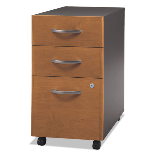 Bush® wholesale. Series C Collection 3 Drawer Mobile Pedestal (assembled), 15.75w X 20.25d X 27.88h, Natural Cherry. HSD Wholesale: Janitorial Supplies, Breakroom Supplies, Office Supplies.