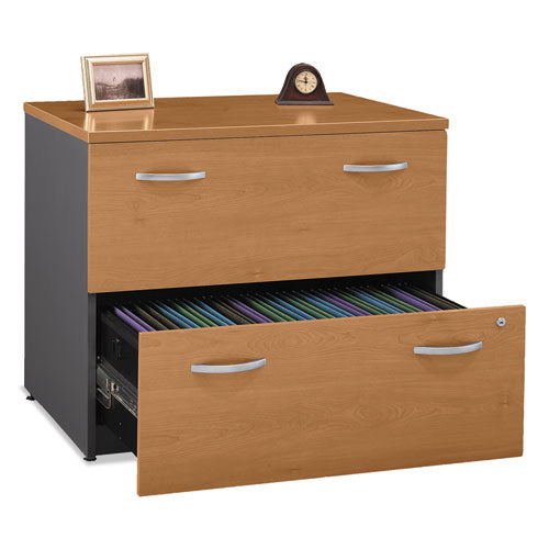 Bush® wholesale. Series C Collection 2 Drawer 36w Lateral File (assembled), 35.75w X 23.38d X 29.88h, Natural Cherry. HSD Wholesale: Janitorial Supplies, Breakroom Supplies, Office Supplies.