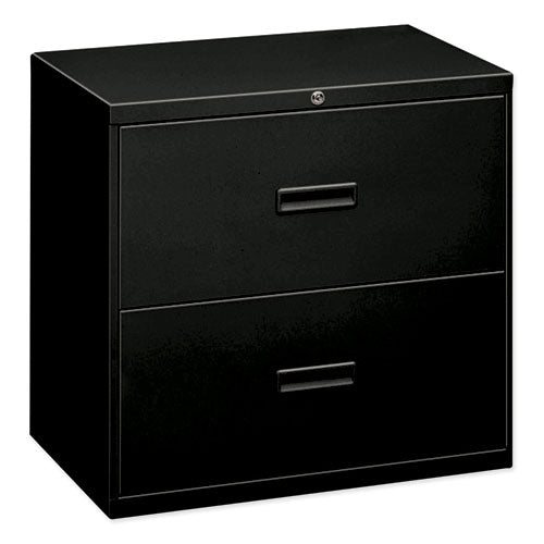 HON® wholesale. HON® 400 Series Two-drawer Lateral File, 30w X 18d X 28h, Black. HSD Wholesale: Janitorial Supplies, Breakroom Supplies, Office Supplies.